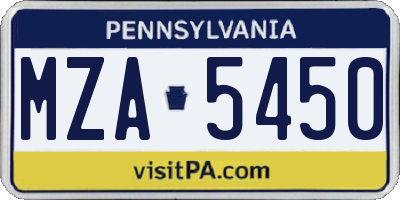 PA license plate MZA5450