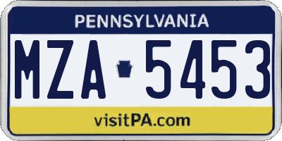 PA license plate MZA5453