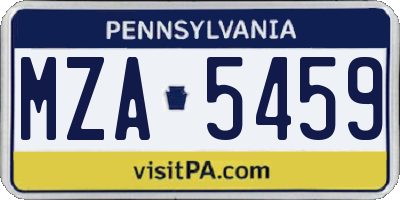 PA license plate MZA5459