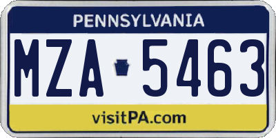 PA license plate MZA5463