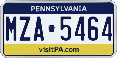 PA license plate MZA5464
