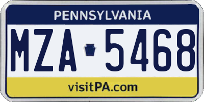 PA license plate MZA5468