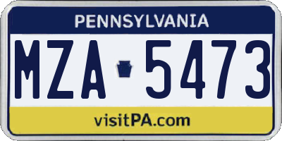 PA license plate MZA5473
