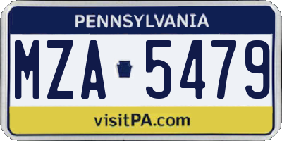 PA license plate MZA5479