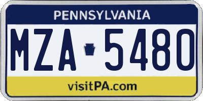 PA license plate MZA5480