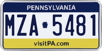 PA license plate MZA5481