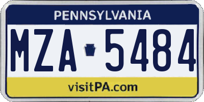 PA license plate MZA5484