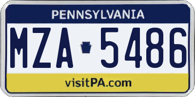PA license plate MZA5486