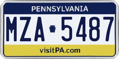 PA license plate MZA5487