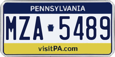 PA license plate MZA5489