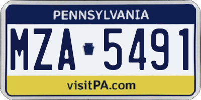 PA license plate MZA5491