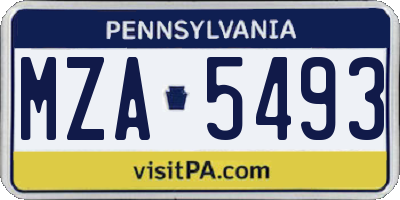PA license plate MZA5493