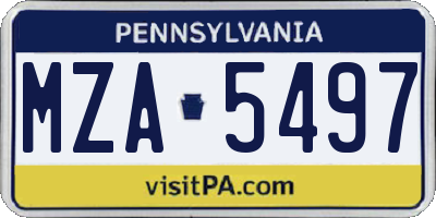 PA license plate MZA5497