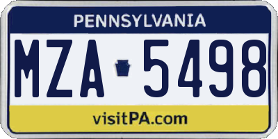 PA license plate MZA5498