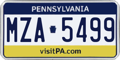 PA license plate MZA5499