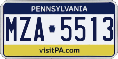 PA license plate MZA5513