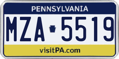 PA license plate MZA5519