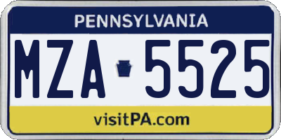 PA license plate MZA5525