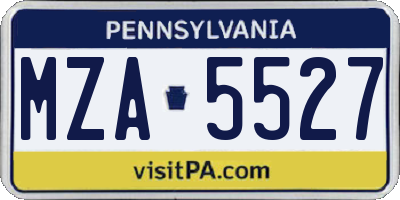PA license plate MZA5527