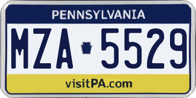 PA license plate MZA5529
