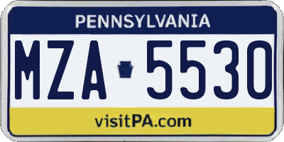 PA license plate MZA5530