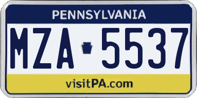 PA license plate MZA5537