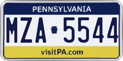 PA license plate MZA5544