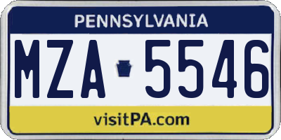 PA license plate MZA5546