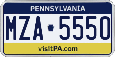 PA license plate MZA5550