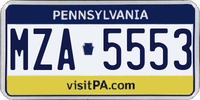 PA license plate MZA5553