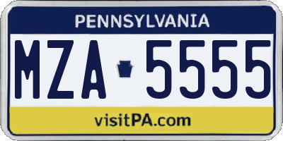PA license plate MZA5555