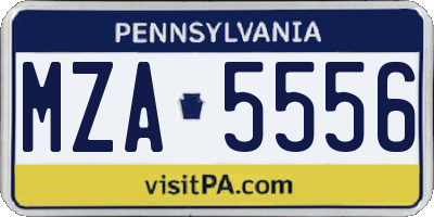 PA license plate MZA5556