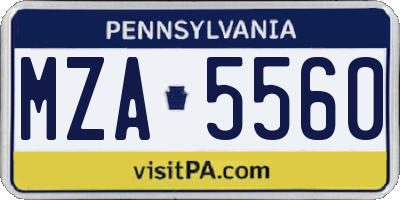 PA license plate MZA5560