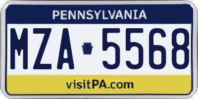 PA license plate MZA5568