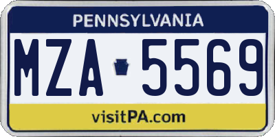 PA license plate MZA5569