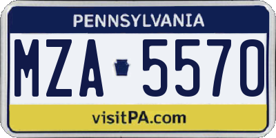PA license plate MZA5570