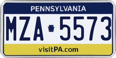 PA license plate MZA5573