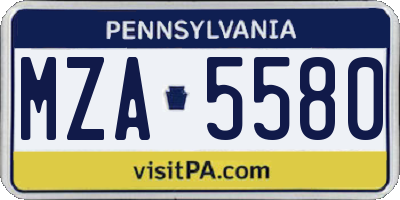 PA license plate MZA5580