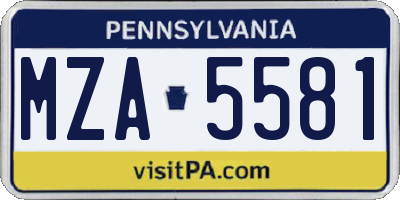 PA license plate MZA5581
