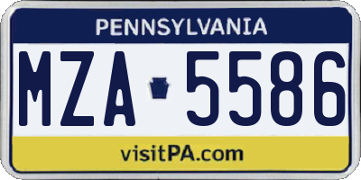 PA license plate MZA5586