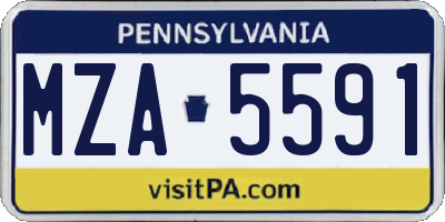 PA license plate MZA5591