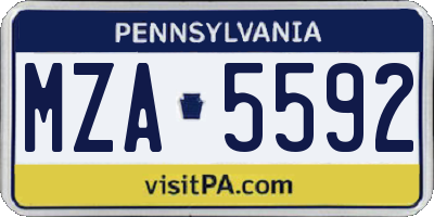 PA license plate MZA5592