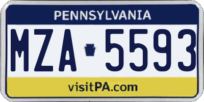 PA license plate MZA5593