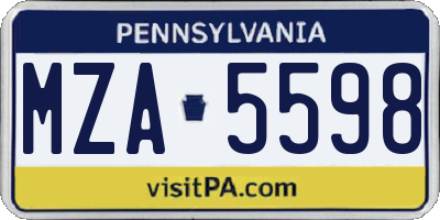 PA license plate MZA5598