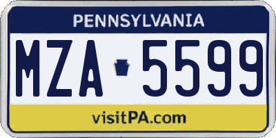 PA license plate MZA5599