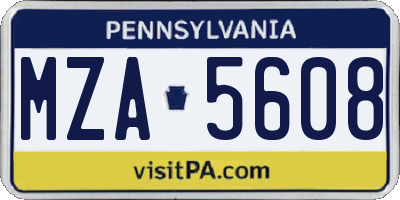 PA license plate MZA5608