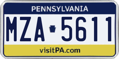 PA license plate MZA5611