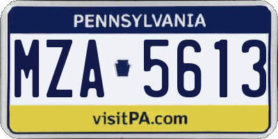 PA license plate MZA5613