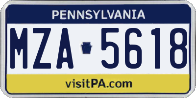 PA license plate MZA5618