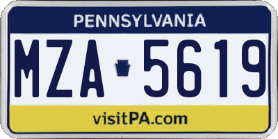 PA license plate MZA5619